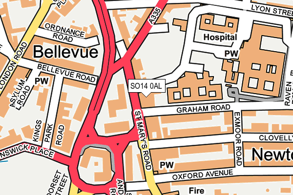 SO14 0AL map - OS OpenMap – Local (Ordnance Survey)