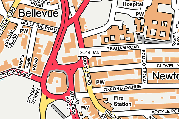 SO14 0AN map - OS OpenMap – Local (Ordnance Survey)