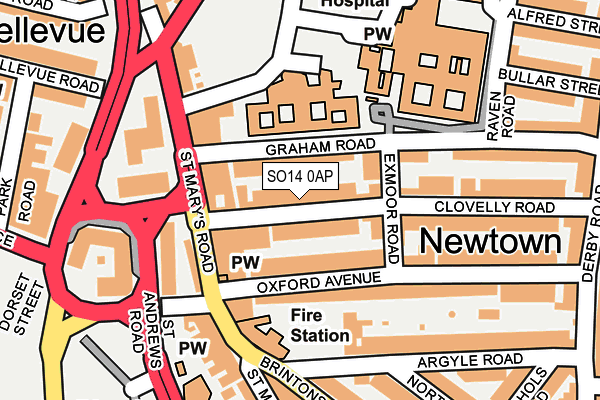 SO14 0AP map - OS OpenMap – Local (Ordnance Survey)