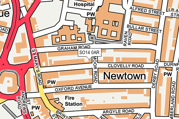 SO14 0AR map - OS OpenMap – Local (Ordnance Survey)