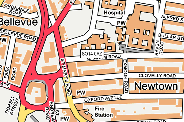 SO14 0AZ map - OS OpenMap – Local (Ordnance Survey)