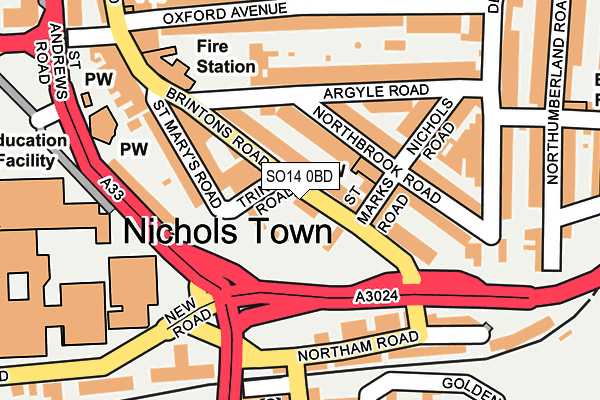 SO14 0BD map - OS OpenMap – Local (Ordnance Survey)