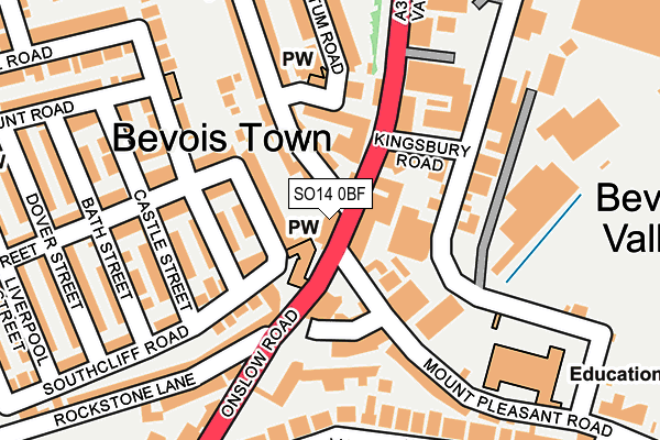 SO14 0BF map - OS OpenMap – Local (Ordnance Survey)