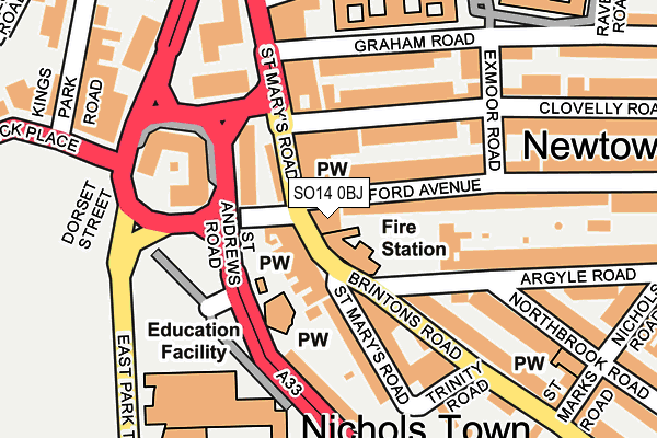 SO14 0BJ map - OS OpenMap – Local (Ordnance Survey)