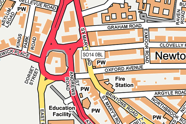 SO14 0BL map - OS OpenMap – Local (Ordnance Survey)