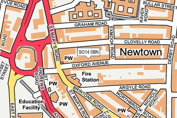 SO14 0BN map - OS OpenMap – Local (Ordnance Survey)