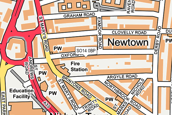 SO14 0BP map - OS OpenMap – Local (Ordnance Survey)