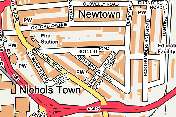 SO14 0BT map - OS OpenMap – Local (Ordnance Survey)