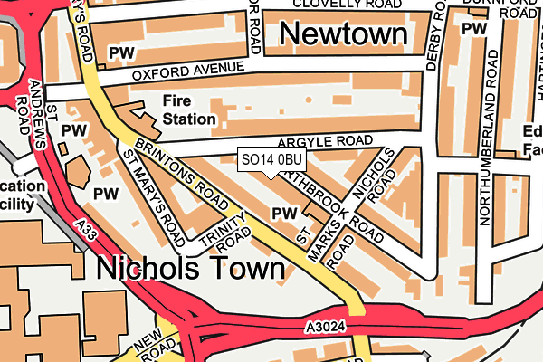 SO14 0BU map - OS OpenMap – Local (Ordnance Survey)