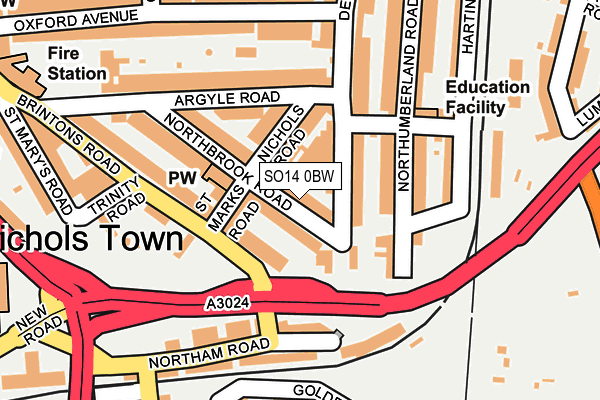 SO14 0BW map - OS OpenMap – Local (Ordnance Survey)