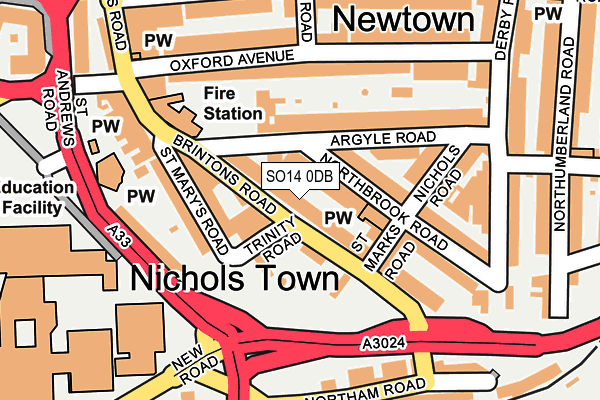 SO14 0DB map - OS OpenMap – Local (Ordnance Survey)