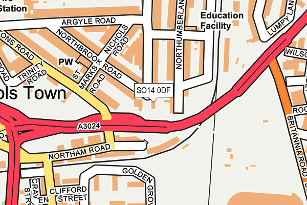 SO14 0DF map - OS OpenMap – Local (Ordnance Survey)