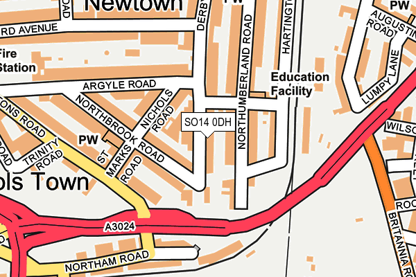 SO14 0DH map - OS OpenMap – Local (Ordnance Survey)