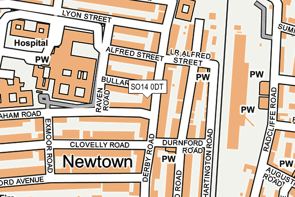 SO14 0DT map - OS OpenMap – Local (Ordnance Survey)