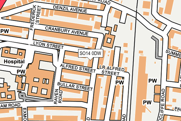 SO14 0DW map - OS OpenMap – Local (Ordnance Survey)