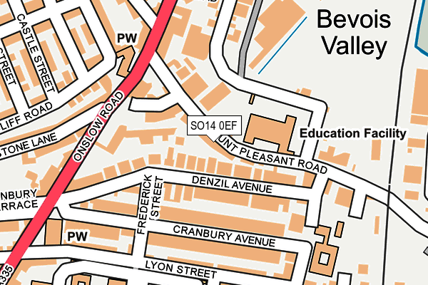 SO14 0EF map - OS OpenMap – Local (Ordnance Survey)