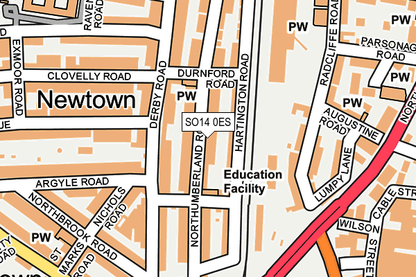 SO14 0ES map - OS OpenMap – Local (Ordnance Survey)