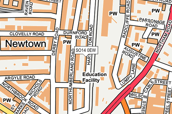 SO14 0EW map - OS OpenMap – Local (Ordnance Survey)