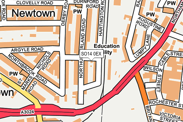 SO14 0EX map - OS OpenMap – Local (Ordnance Survey)