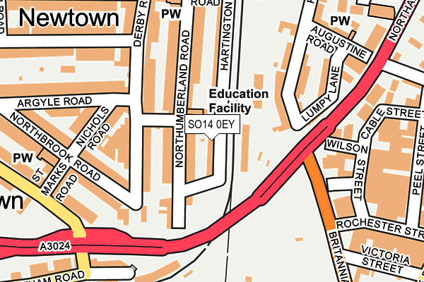 SO14 0EY map - OS OpenMap – Local (Ordnance Survey)