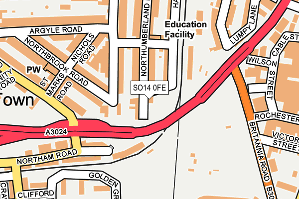 SO14 0FE map - OS OpenMap – Local (Ordnance Survey)