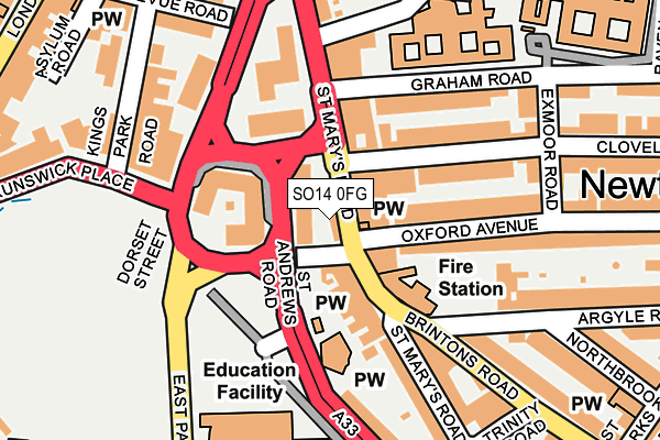 SO14 0FG map - OS OpenMap – Local (Ordnance Survey)