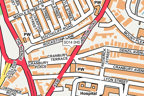 SO14 0HD map - OS OpenMap – Local (Ordnance Survey)