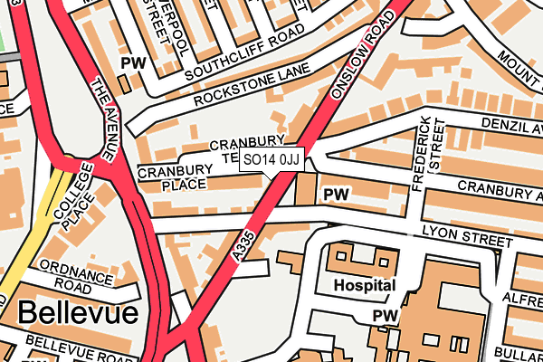 SO14 0JJ map - OS OpenMap – Local (Ordnance Survey)