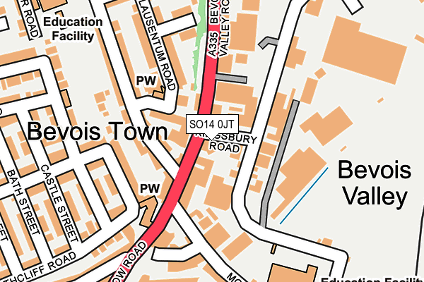 SO14 0JT map - OS OpenMap – Local (Ordnance Survey)