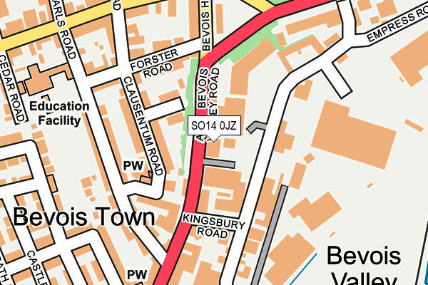 SO14 0JZ map - OS OpenMap – Local (Ordnance Survey)