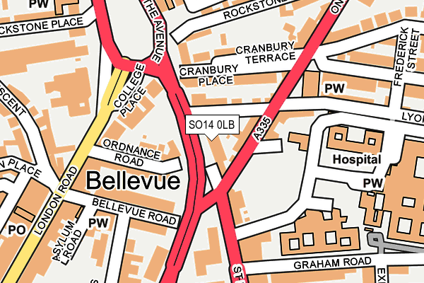 SO14 0LB map - OS OpenMap – Local (Ordnance Survey)