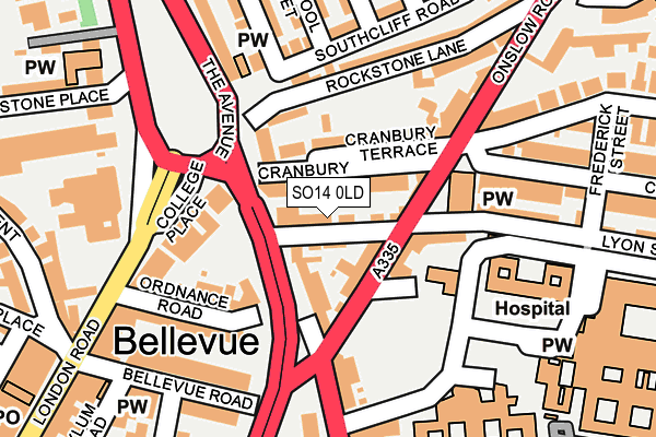 SO14 0LD map - OS OpenMap – Local (Ordnance Survey)