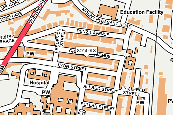 SO14 0LS map - OS OpenMap – Local (Ordnance Survey)