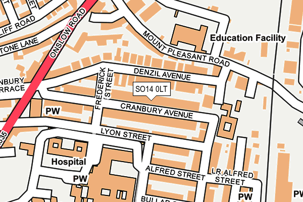 SO14 0LT map - OS OpenMap – Local (Ordnance Survey)