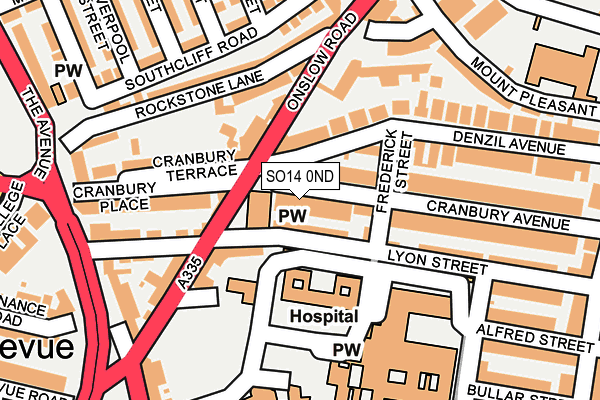 SO14 0ND map - OS OpenMap – Local (Ordnance Survey)