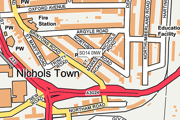 SO14 0NW map - OS OpenMap – Local (Ordnance Survey)