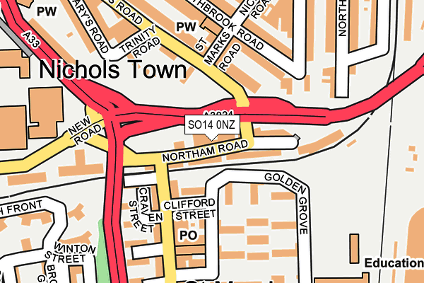 SO14 0NZ map - OS OpenMap – Local (Ordnance Survey)