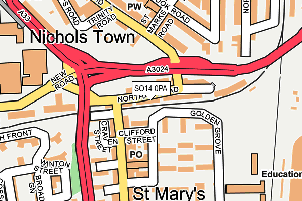 SO14 0PA map - OS OpenMap – Local (Ordnance Survey)