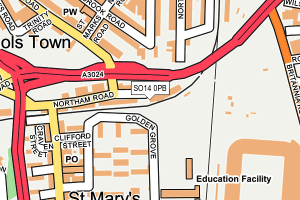 SO14 0PB map - OS OpenMap – Local (Ordnance Survey)