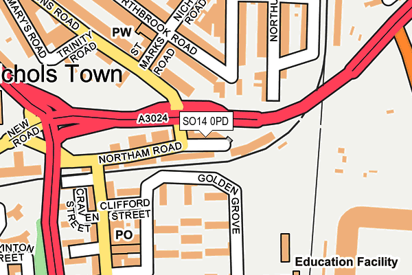 SO14 0PD map - OS OpenMap – Local (Ordnance Survey)