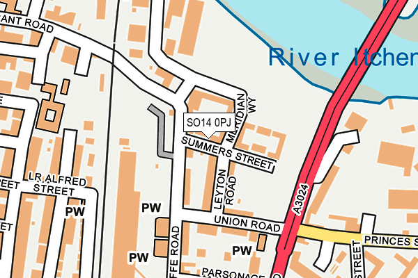 SO14 0PJ map - OS OpenMap – Local (Ordnance Survey)