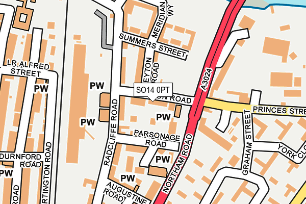 SO14 0PT map - OS OpenMap – Local (Ordnance Survey)