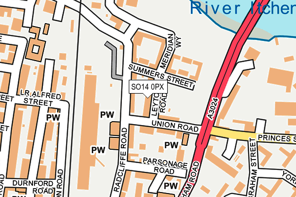 SO14 0PX map - OS OpenMap – Local (Ordnance Survey)