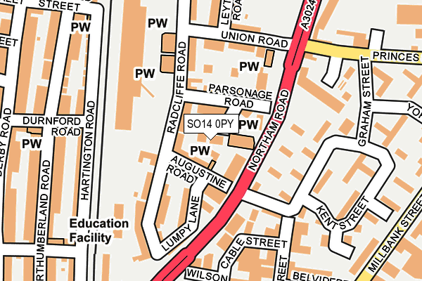 SO14 0PY map - OS OpenMap – Local (Ordnance Survey)