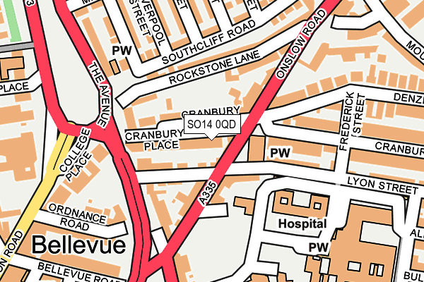 SO14 0QD map - OS OpenMap – Local (Ordnance Survey)