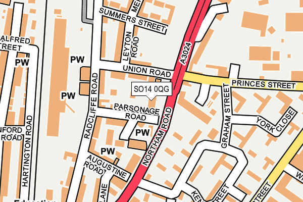 SO14 0QG map - OS OpenMap – Local (Ordnance Survey)