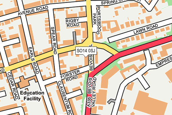 SO14 0SJ map - OS OpenMap – Local (Ordnance Survey)