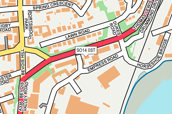 SO14 0ST map - OS OpenMap – Local (Ordnance Survey)