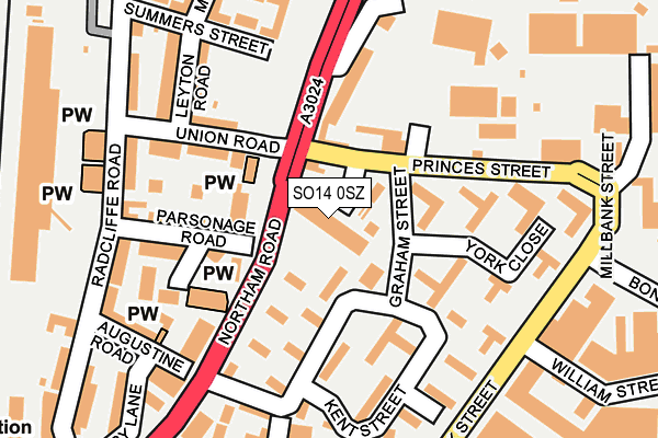 SO14 0SZ map - OS OpenMap – Local (Ordnance Survey)