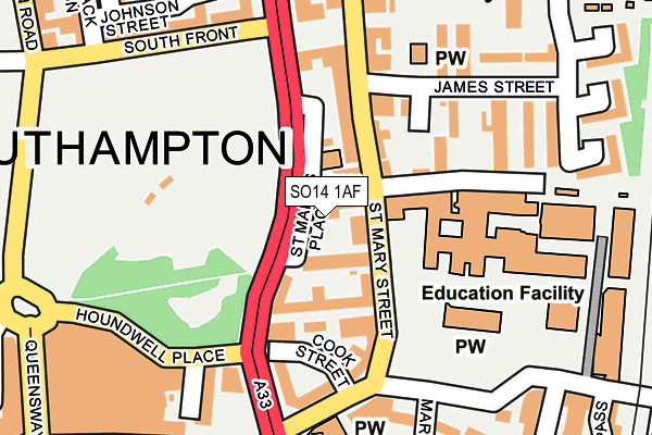 SO14 1AF map - OS OpenMap – Local (Ordnance Survey)